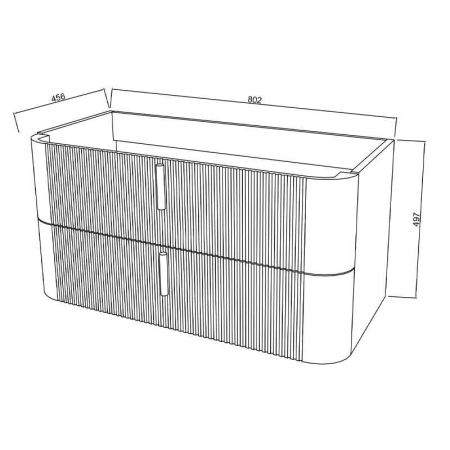 Mobilier lavoar suspendat Fluminia Pisa 80, front riflat, 2 sertare soft close, alb mat [3]