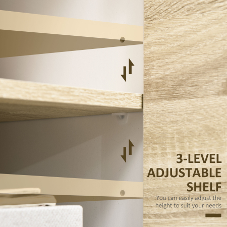  Mobilier multifunctional cu 2 usi de presiune si rafturi reglabile, dulap de living si dormitor din lemn, 80x40x70cm, alb si stejar [5]