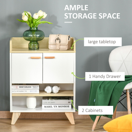  Mobilier multifunctional cu dulap cu 2 usi si compartimente deschise, din lemn, alb [3]