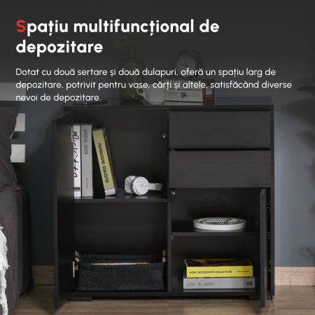  Mobilier Multiuz 79×36×74 cm - Alb cu Sertare si Dulapuri Push [3]