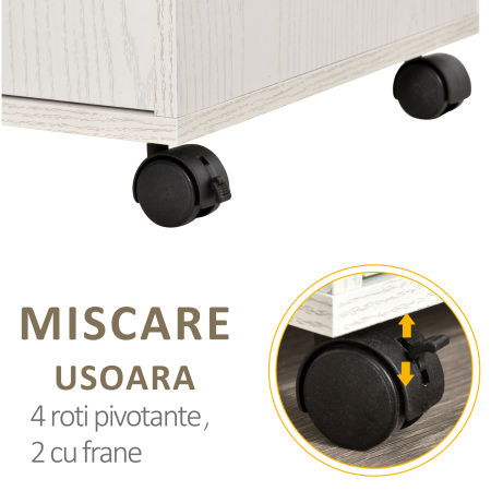  Mobilier pentru Cuptor cu Microunde - Cu Roti si Dulapior, Alb [5]