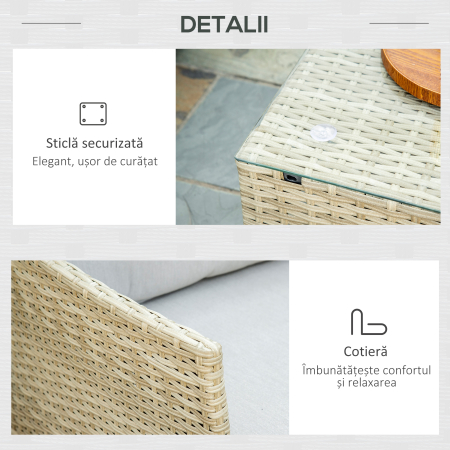  Mobilier pentru gradina 7 bucati, modular cu masuta, fotoliu, fotoliu de colt si 2 canapele din ratan PE cu perne, bej [6]