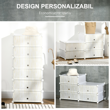  Mobilier pentru incaltaminte modular, 6 cuburi 45x35x17cm din plastic PP si otel, alb [4]