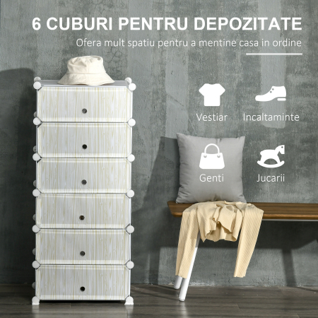  Mobilier pentru incaltaminte modular, 6 cuburi 45x35x17cm din plastic PP si otel, alb [3]