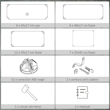  Mobilier pentru incaltaminte modular, 6 cuburi 45x35x17cm din plastic PP si otel, alb [7]