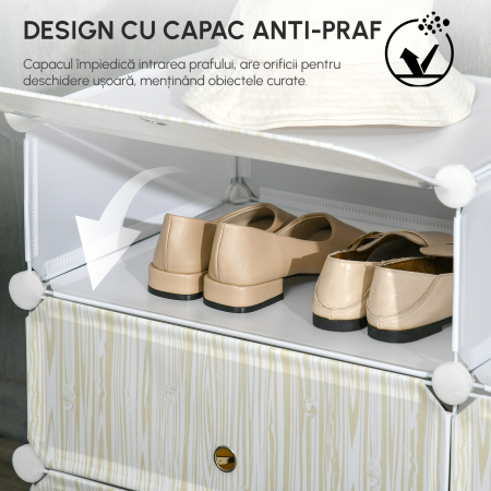  Mobilier pentru incaltaminte modular, 6 cuburi 45x35x17cm din plastic PP si otel, alb [5]