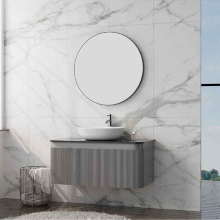 Mobilier pentru lavoar, Spectrum, Milena 100, riflat, gri mat [2]