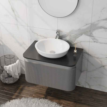 Mobilier pentru lavoar, Spectrum, Milena 80, riflat, gri mat [1]