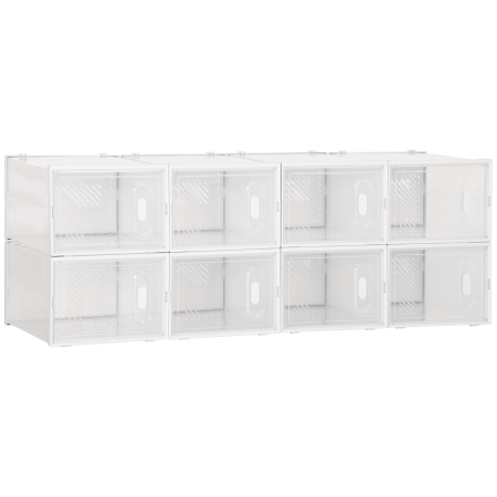Pantofare -  Mobilier pentru organizarea incaltamintei cu gauri de ventilare, 8 cuburi, 28x36x21cm din Plastic PP, Alb si transparent