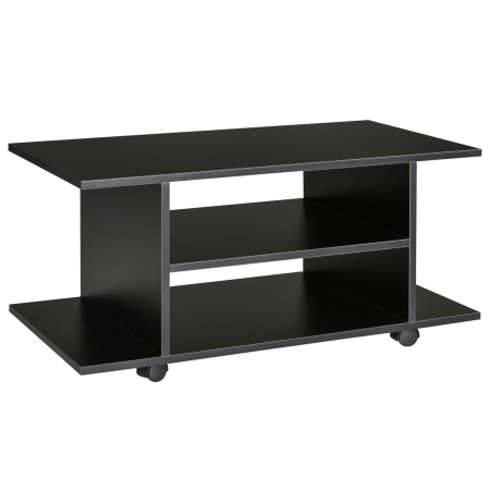 Living & hol -  Mobilier Pentru Tv in Lemn cu Roti, Negru,40x40x80cm