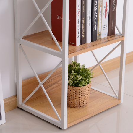 Mobilier Rastel Librarie 3 Rafturi cu Schelet in Otel Alb si Rafturi in Lemn 40x35x72.5cm [6]