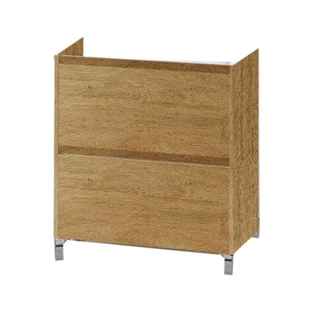 Mobilier pentru baie - Mobilier stativ lavoar Fluminia Lizi 60, pe picioare, 2 sertare soft close, rovere naturale