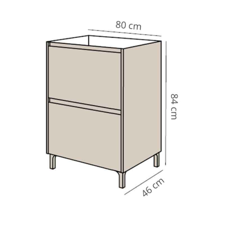 Mobilier stativ lavoar Fluminia Lizi 80, pe picioare, 2 sertare soft close, rovere naturale [2]