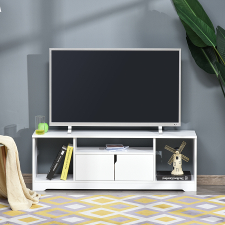 Mobilier Suport TV  Pana la 42 inchi cu Dulapior si Etajere Deschise, din Lemn, 120x30x41cm [1]