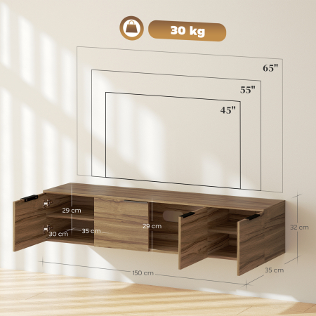  Mobilier Suport TV Suspendat pana la 65" cu 3 Dulapuri in Stil Industrial, Maro Rustic [2]