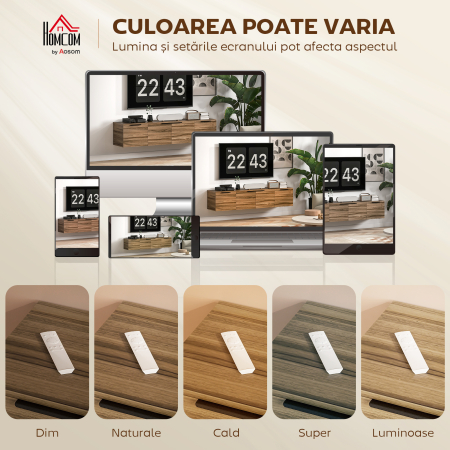  Mobilier Suport TV Suspendat pana la 65" cu 3 Dulapuri in Stil Industrial, Maro Rustic [6]