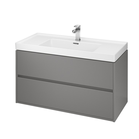 Mobilier pentru baie - Mobilier suspendat Cersanit, Crea, cu doua sertare, 100 cm, gri