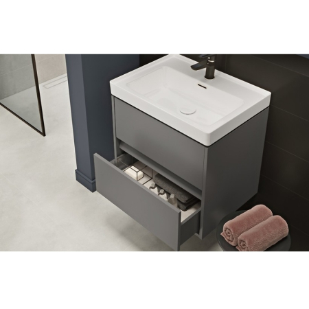 Mobilier suspendat Cersanit, Crea, cu doua sertare, 100 cm, gri [6]