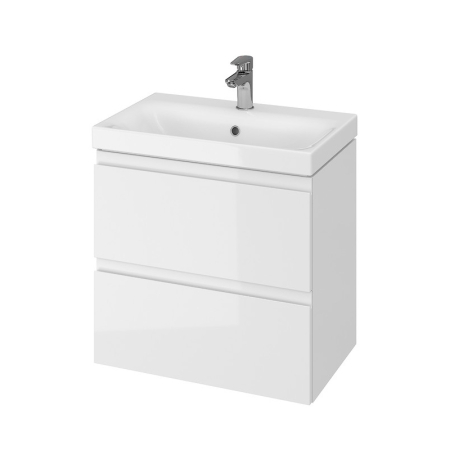 Mobilier pentru baie - Mobilier suspendat Cersanit, Moduo Slim, pentru lavoar incastrabil, 60 cm, alb