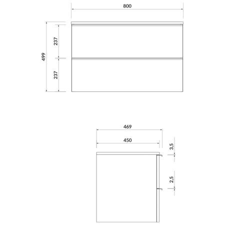 Mobilier suspendat Cersanit, Virgo 80, cu manere negre, pentru lavoar pe blat, alb [1]