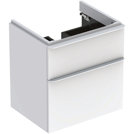Baie - Mobilier suspendat Geberit Smyle Square, 60 cm, 2 sertare Soft Close, rezistent umiditate, alb lucios