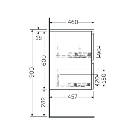 Mobilier suspendat, Rak, Joy, pentru lavoar incastrabil, 100 cm, gri [2]