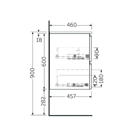 Mobilier suspendat, Rak, Joy, pentru lavoar incastrabil, 60 cm, stejar [2]