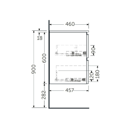 Mobilier suspendat, Rak, Joy, pentru lavoar incastrabil, 80 cm, stejar [2]