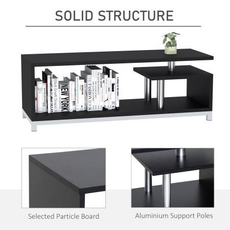  Mobilier TV din Lemn, Negru, 114x40x40.5cm [3]
