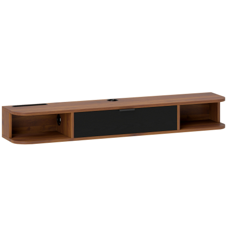 Living & hol -  Mobilier TV Suspendat, Suport TV Pana la 50" cu Sertar Rabatabil, 2 Rafturi Deschise si Orificiu pentru Cabluri, Mobilier pentru Televizor pentru Sufragerie, Dormitor si Sala de Stat, 120x24x16 cm, N