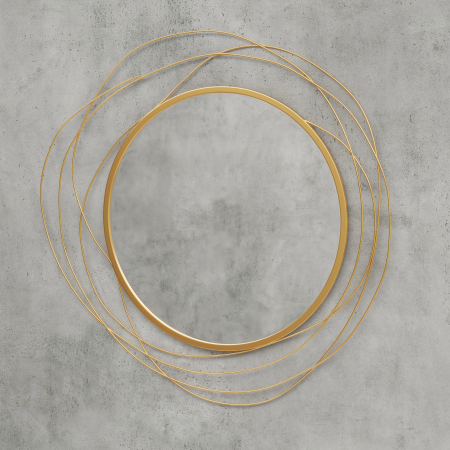  Modern 65cm Round Wall Mirror Decoration Metal Wall Art for Bedroom Gold Tone [8]