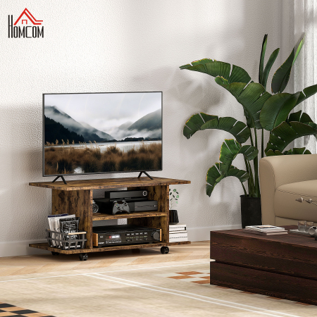  Modern TV Cabinet Stand Storage Shelves Table Mobile Bedroom Furniture Bookshelf Bookcase Rustic Brown [1]