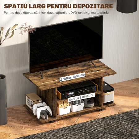  Modern TV Cabinet Stand Storage Shelves Table Mobile Bedroom Furniture Bookshelf Bookcase Rustic Brown [3]