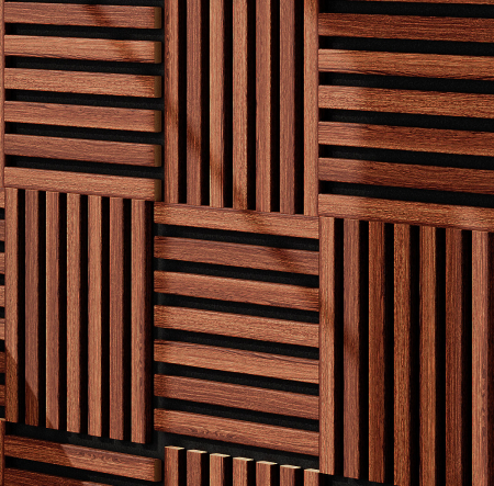 Decoratiuni si articole casa - Modul riflaj MDF decorativ LDA PREMIUM de tip panou acustic, Stejar Maro, 30x30 cm