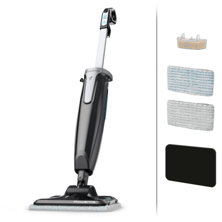 Bucatarie - Mop cu abur Rowenta Steam Power RY6555WH, 1200W, 0.6L, filtru anticalcar, 3 setari de reglaj al aburului, Negru/Albastru