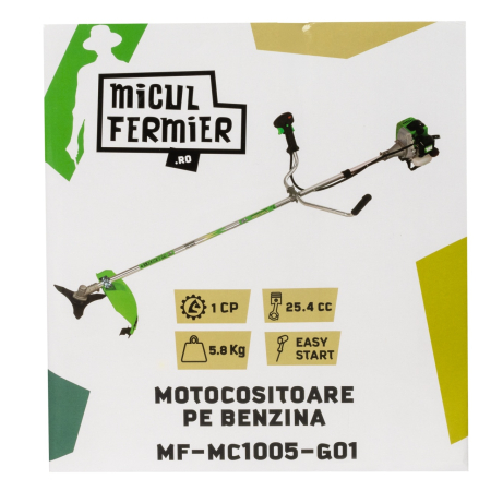 Motocositoare Micul Fermier 1CP, 25.4CC, motor benzina 2T, pornire rapida, 3 accesorii, tija 26mm [6]