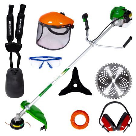 Unelte motorizate - Motocositoare Micul Fermier 4.76cp, 52cc, Benzina, 2T, pornire rapida, 10 accesorii, tija 28mm
