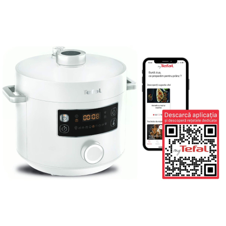 Bucatarie - Multicooker cu gatire sub presiune Tefal Turbo Cuisine CY754130, aplicatie dedicata My Tefal, 4.8L, 10 programe automate, Functii inteligente, 12 