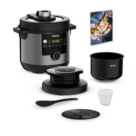 Bucatarie - Multicooker cu gatire sub presiune Tefal Turbo Cuisine & Fry CY778830, accesoriu pentru prajit inclus,  aplicatie dedicata , 1200W, 7.6L, 15 program