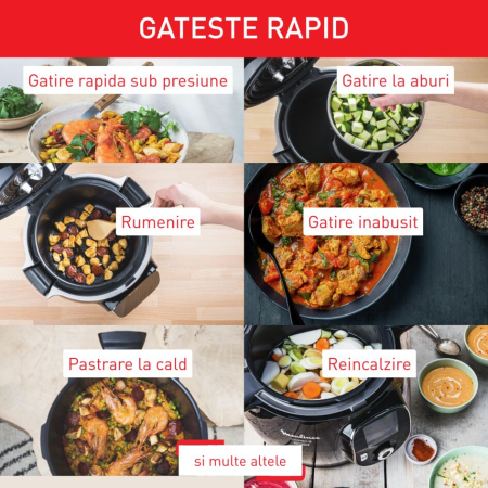 Multicooker inteligent cu gatire sub presiune Tefal Cook4me Touch CY912831 cu conexiune WiFi, aplicatie dedicata, 13 programe de gatire, ecran tac [2]
