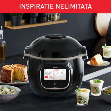 Multicooker inteligent cu gatire sub presiune Tefal Cook4me Touch CY912831 cu conexiune WiFi, aplicatie dedicata, 13 programe de gatire, ecran tac [4]