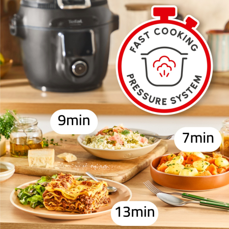 Multicooker inteligent cu gatire sub presiune Tefal Cook4Me Wi-Fi 10 in 1 CY9621F2, 10 programe de gatire, vas ceramic antiaderent 6 L, Wi-Fi, ecran L [4]