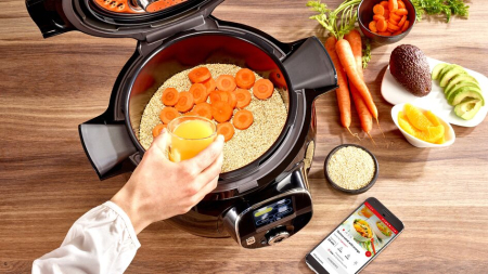 Multicooker inteligent Tefal Cook4Me+ Connect CY855830, aparat de gatit sub presiune cu conexiune bluethooth, vas cu invelis ceramic antiaderent 6L, [5]