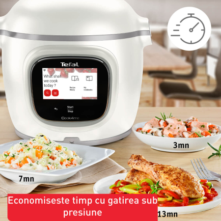 Multicooker inteligent Tefal Cook4me Touch Pro CY9441F2, 1600W, vas cu invelis ceramic antiaderent 6L, 13 programe de gatire, cantar integrat, 250 [2]