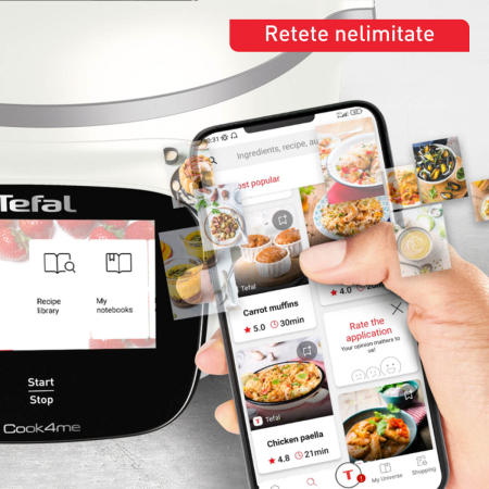 Multicooker inteligent Tefal Cook4me Touch Pro CY9441F2, 1600W, vas cu invelis ceramic antiaderent 6L, 13 programe de gatire, cantar integrat, 250 [4]