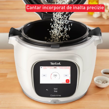 Multicooker inteligent Tefal Cook4me Touch Pro CY9441F2, 1600W, vas cu invelis ceramic antiaderent 6L, 13 programe de gatire, cantar integrat, 250 [3]