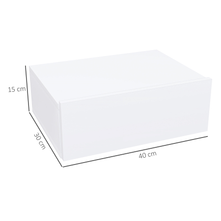  Noptier Suspendat Modern cu Sertar, din Lemn, 40x30x15 cm, Alb [2]