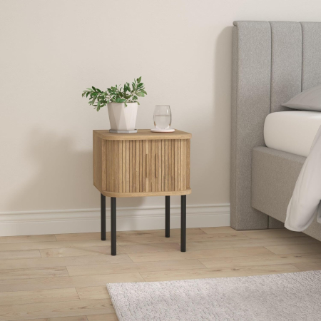 Noptiera Atmosphera Colva cu 2 usi, MDF si picioare metalice, 40x40x53 cm, bej [3]