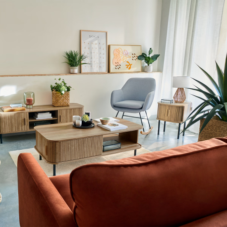 Noptiera Atmosphera Colva cu 2 usi, MDF si picioare metalice, 40x40x53 cm, bej [4]