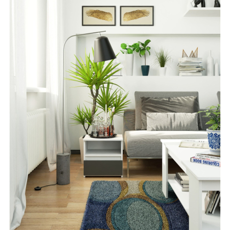 Noptiera cu 1 sertar, PAL laminat 16mm, 40x35x40 cm, alb si gri [3]